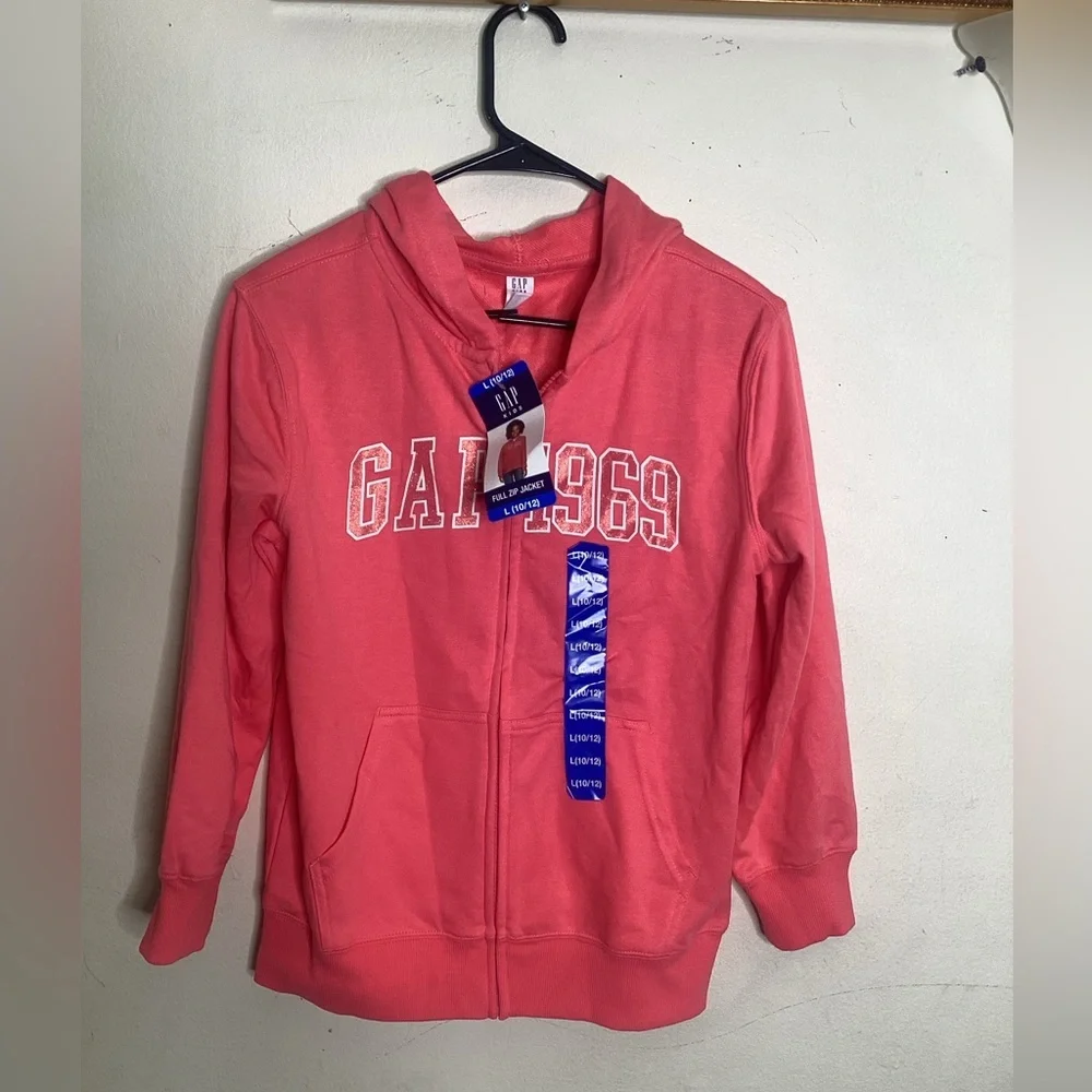 Gap Kids Full Zip French Terry Jacket Pink Size L 10-12